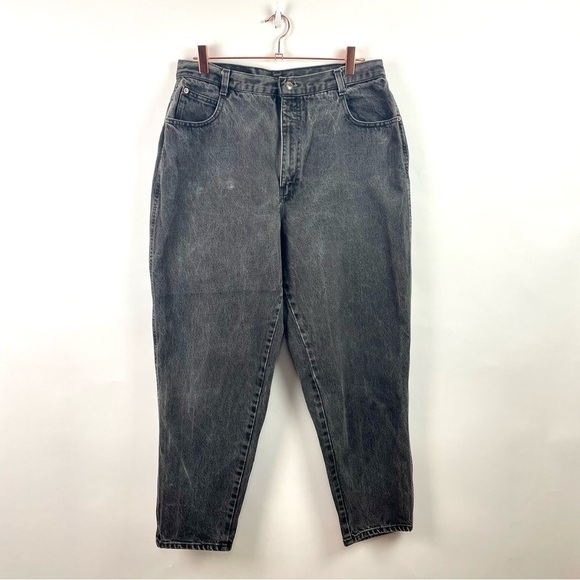 PS Gitano Vintage 80s Black Wash Jeans High Waist Baggy Tapered Fit 18 Short - Picture 1 of 15